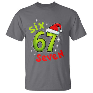 Six Seven Christmas Meme T Shirt Funny Green Grinchy 6 7 with Santa Hat TS02 Charcoal Print Your Wear