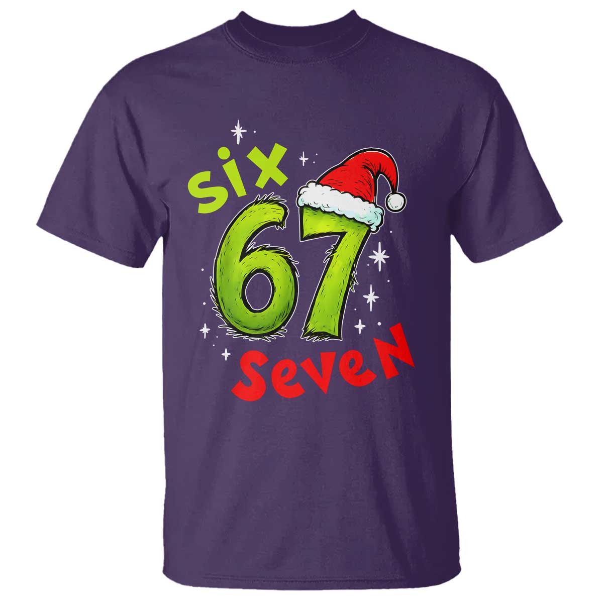 Six Seven Christmas Meme T Shirt Funny Green Grinchy 6 7 with Santa Hat TS02 Purple Print Your Wear