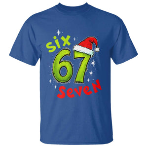 Six Seven Christmas Meme T Shirt Funny Green Grinchy 6 7 with Santa Hat TS02 Royal Blue Print Your Wear