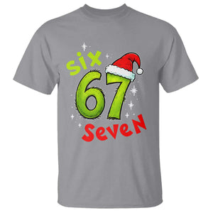 Six Seven Christmas Meme T Shirt Funny Green Grinchy 6 7 with Santa Hat TS02 Sport Gray Print Your Wear