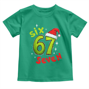 Six Seven Christmas Meme Toddler T Shirt Funny Green Grinchy 6 7 with Santa Hat TS02 Irish Green Print Your Wear
