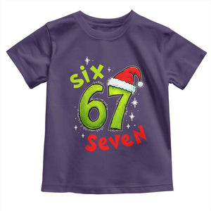 Six Seven Christmas Meme Toddler T Shirt Funny Green Grinchy 6 7 with Santa Hat TS02 Purple Print Your Wear
