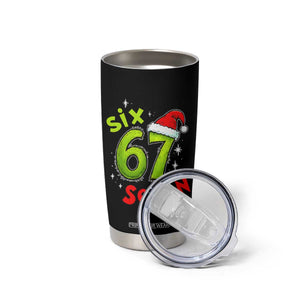 Six Seven Christmas Meme Tumbler Cup Funny Green Grinchy 6 7 with Santa Hat TS02 Print Your Wear
