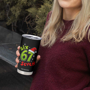 Six Seven Christmas Meme Tumbler Cup Funny Green Grinchy 6 7 with Santa Hat TS02 Print Your Wear