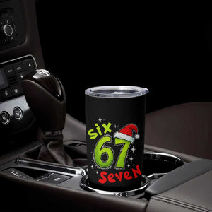 Six Seven Christmas Meme Tumbler Cup Funny Green Grinchy 6 7 with Santa Hat TS02 Print Your Wear