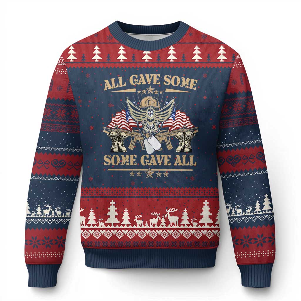 Patriotic Memorial Day Ugly Christmas Sweater All Gave Some Some Gave All Veterans Memorials Day US Flag TS02 Navy Red Print Your Wear
