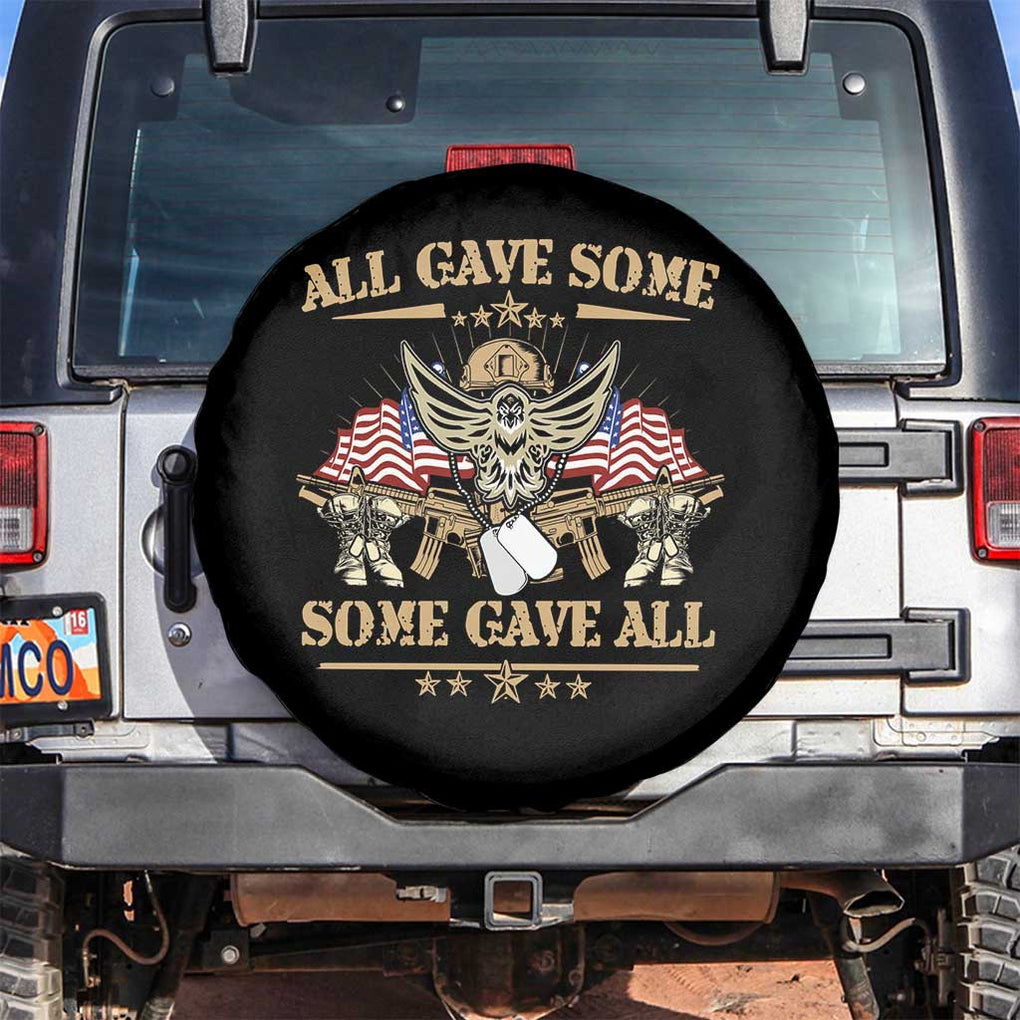 American Veteran Spare Tire Cover All Gave Some Some Gave All Veterans Memorials Day US Flag TS02 No hole Black Print Your Wear