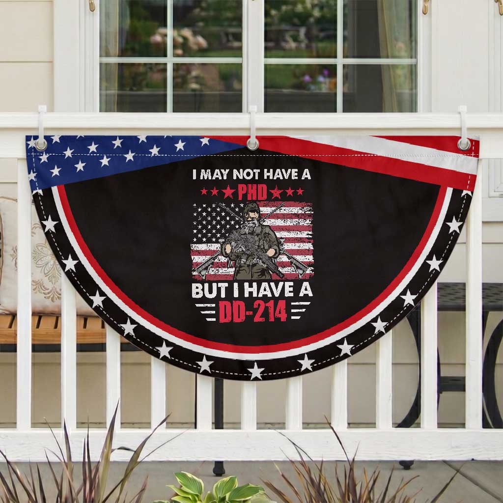 American Veteran Patriotic Fan Flag I May Not Have A PhD But Have A DD-214 US Bald Eagle
