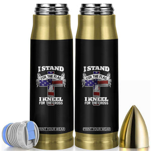 Patriotic Christian Bullet Tumbler I Stand For The Flag I Kneel For The Cross God American Flag Dog Tag TS02 Black Print Your Wear