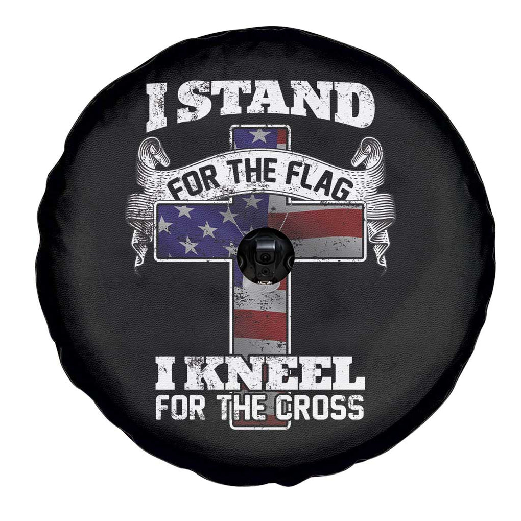 Patriotic Christian Spare Tire Cover I Stand For The Flag I Kneel For The Cross God American Flag Dog Tag TS02 Print Your Wear