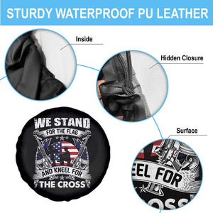 Patriotic Christian Spare Tire Cover We Stand For The Flag And Kneel For The Cross Faith American Flag TS02 Print Your Wear