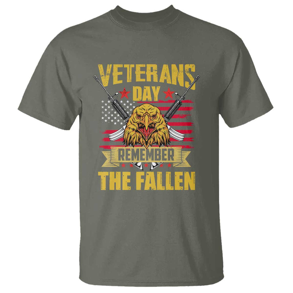 Veterans Day T Shirt Remember The Fallen US Flag Eagle Honor Heroes TS02 Military Green Print Your Wear