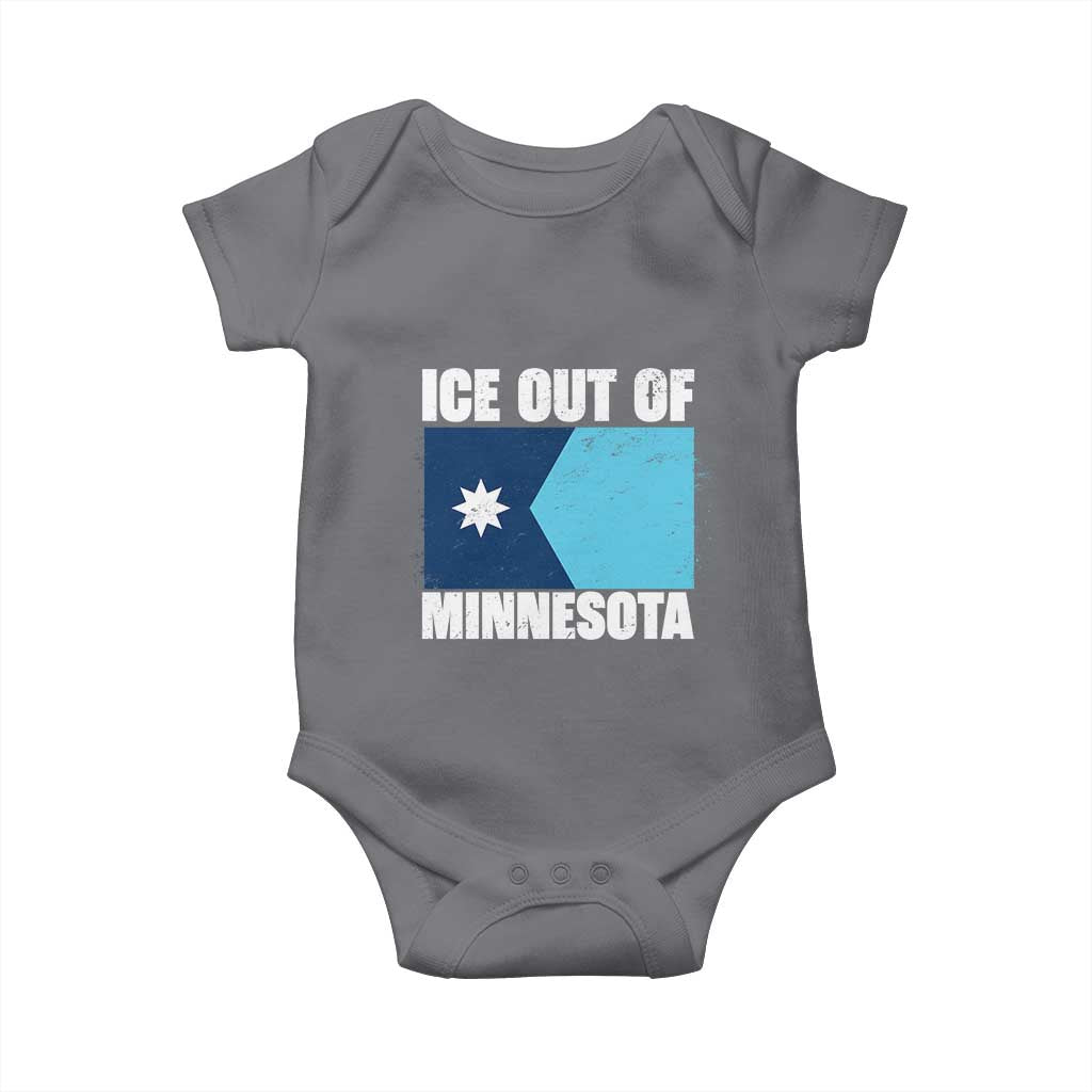 Ice Out Of Minnesota Baby Onesie State Flag Minneapolis Justice and Resistance TS02 Charcoal Print Your Wear