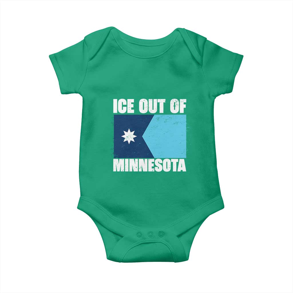 Ice Out Of Minnesota Baby Onesie State Flag Minneapolis Justice and Resistance TS02 Irish Green Print Your Wear