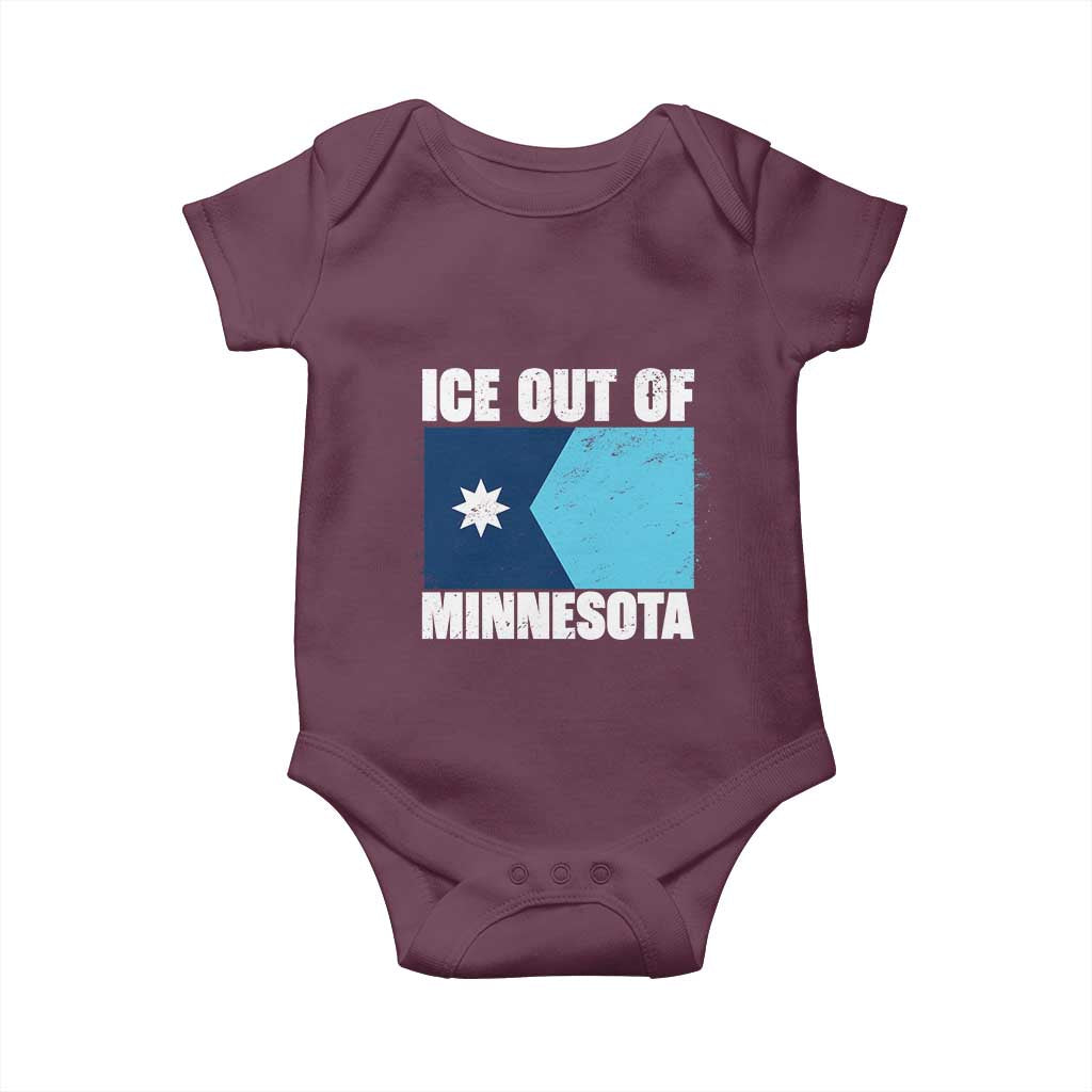 Ice Out Of Minnesota Baby Onesie State Flag Minneapolis Justice and Resistance TS02 Maroon Print Your Wear