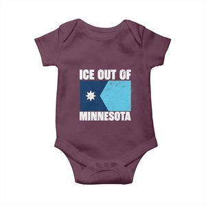 Ice Out Of Minnesota Baby Onesie State Flag Minneapolis Justice and Resistance TS02 Maroon Print Your Wear
