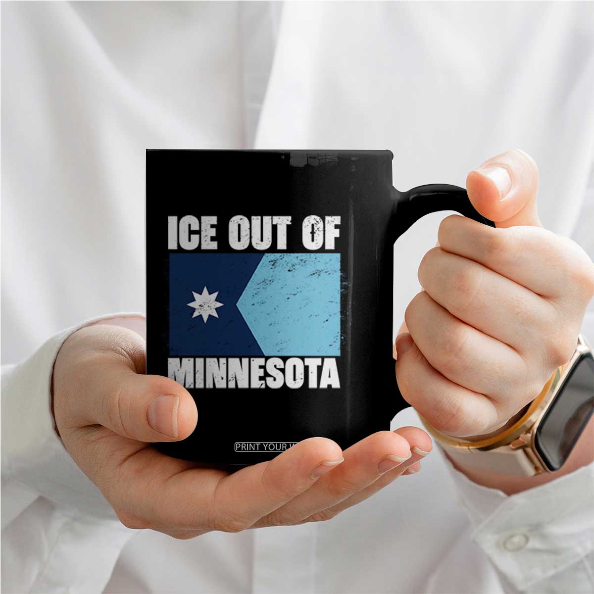 Ice Out Of Minnesota Coffee Mug State Flag Minneapolis Justice and Resistance TS02 Print Your Wear
