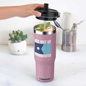 Ice Out Of Minnesota Flip Straw Tumbler State Flag Minneapolis Justice and Resistance TS02 One Size: 30 oz Light Pink Print Your Wear