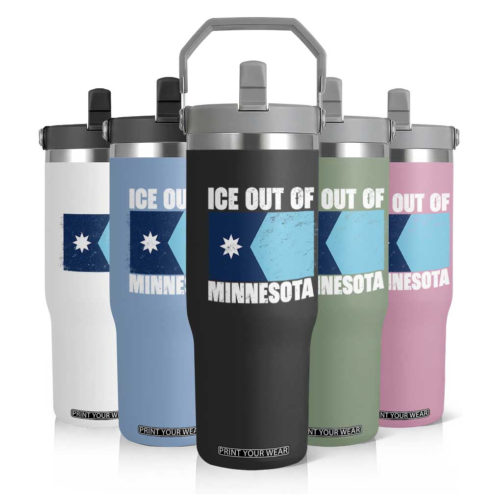 Ice Out Of Minnesota Flip Straw Tumbler State Flag Minneapolis Justice and Resistance TS02 Print Your Wear