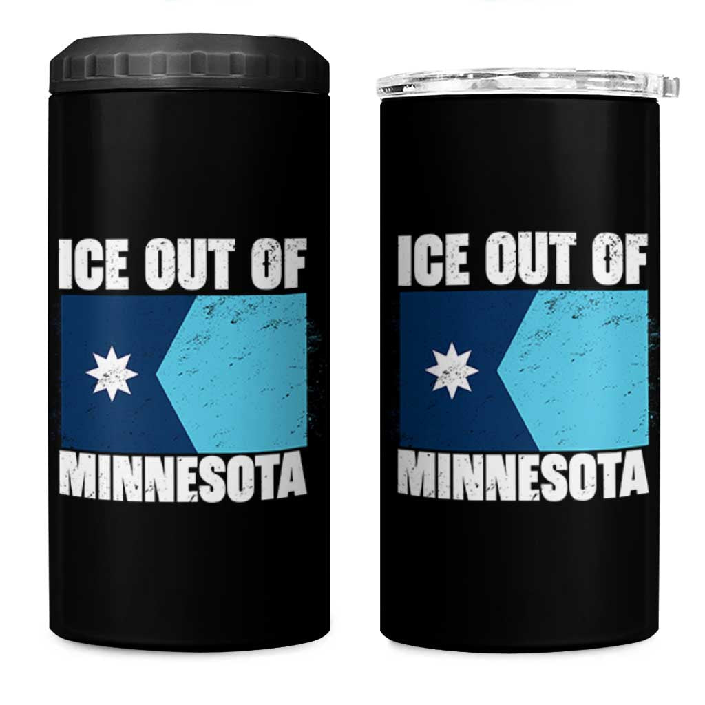 Ice Out Of Minnesota 4 in 1 Can Cooler Tumbler State Flag Minneapolis Justice and Resistance TS02 One Size: 16 oz Black Print Your Wear