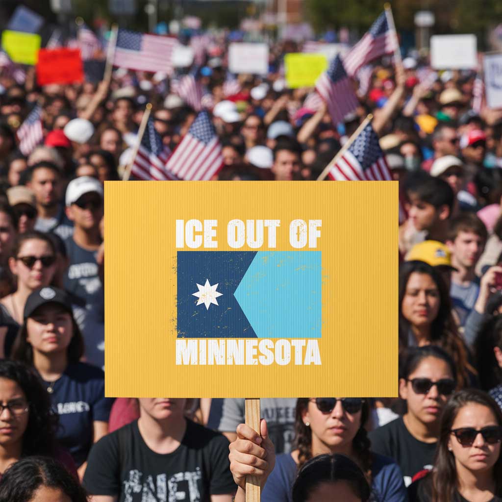 Ice Out Of Minnesota Protest Sign State Flag Minneapolis Justice and Resistance TS02 Horizontal 18