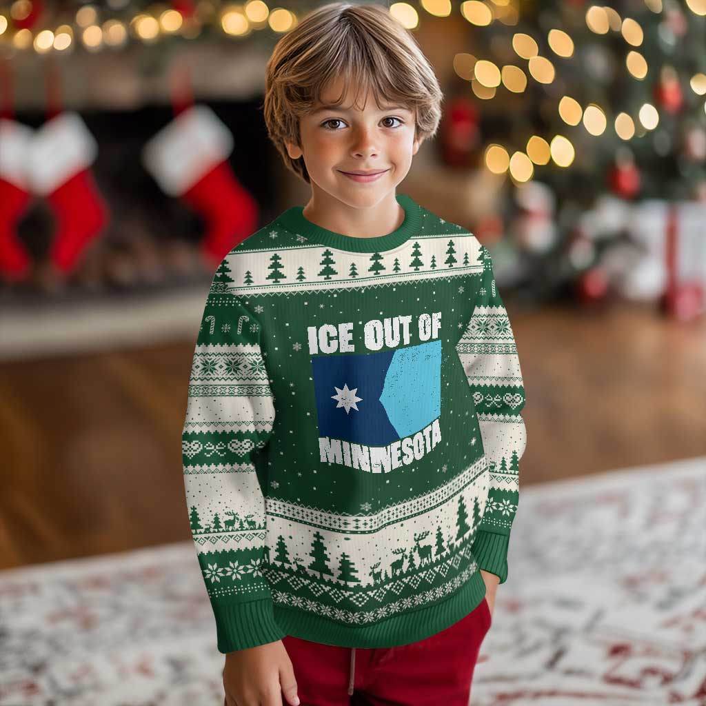 Ice Out Of Minnesota Ugly Christmas Sweater State Flag Minneapolis Justice and Resistance TS02 Forest Green Beige Print Your Wear