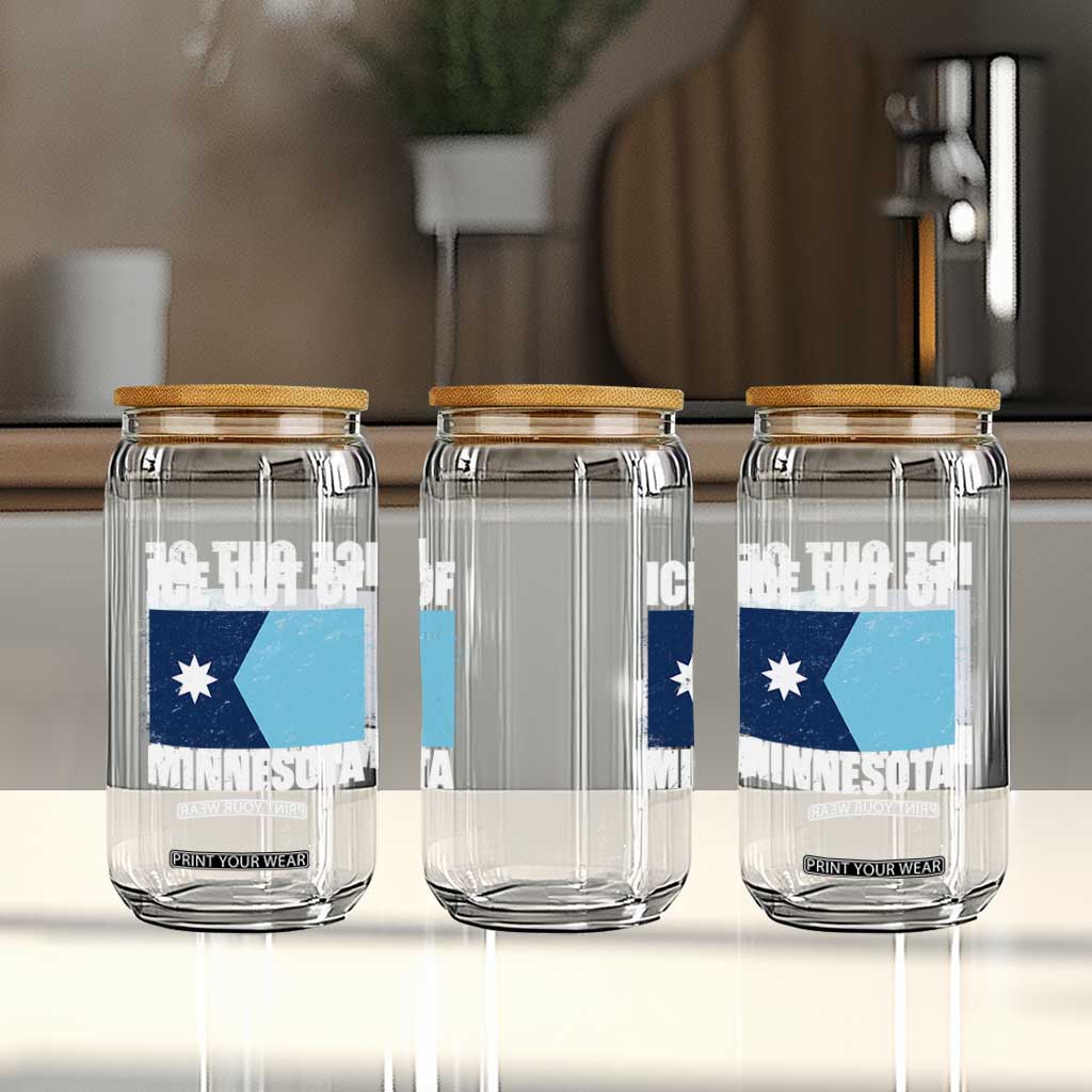 Ice Out Of Minnesota Glass Can State Flag Minneapolis Justice and Resistance TS02 Print Your Wear