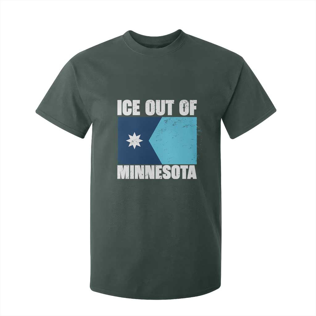 Ice Out Of Minnesota T Shirt For Kid State Flag Minneapolis Justice and Resistance TS02 Dark Forest Green Print Your Wear