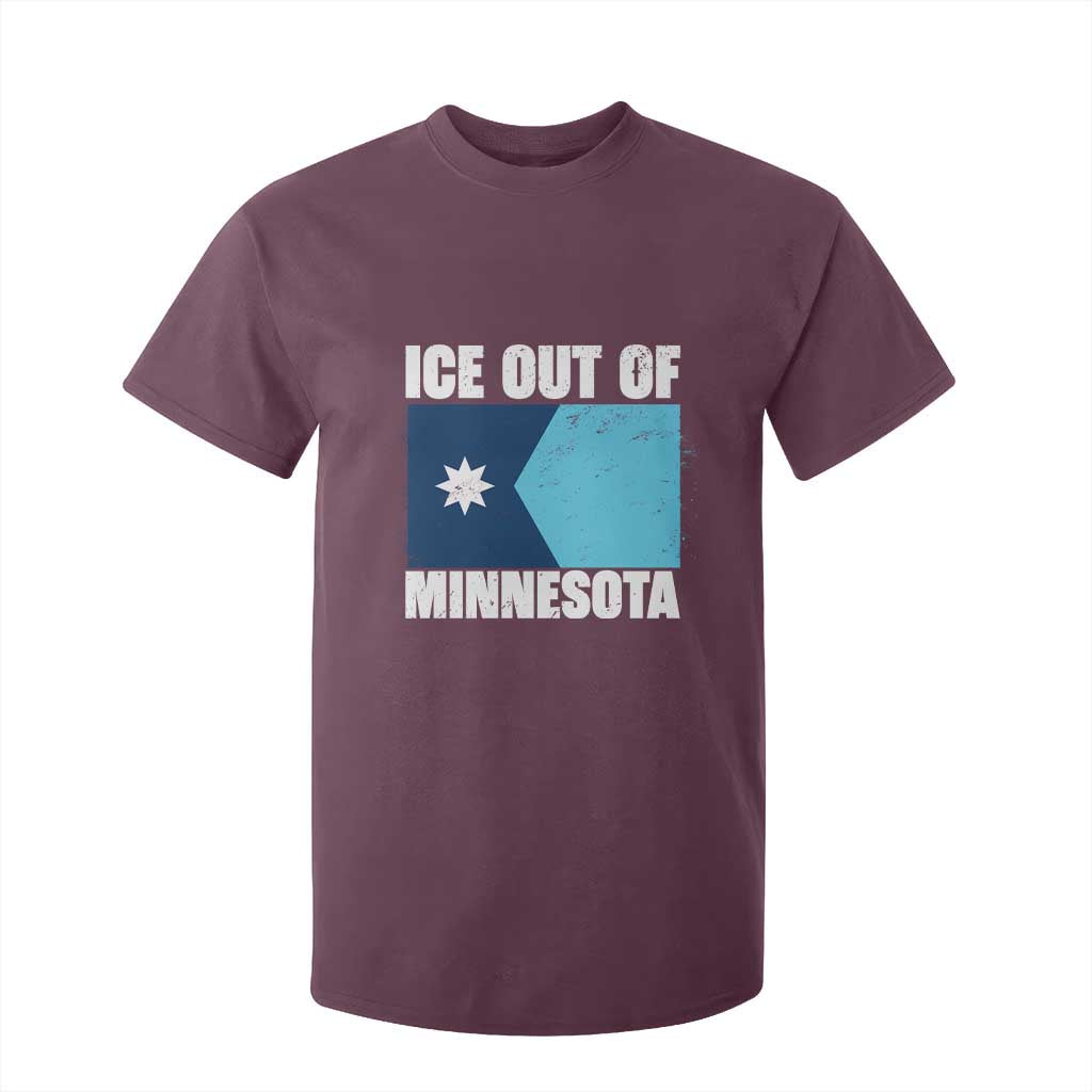 Ice Out Of Minnesota T Shirt For Kid State Flag Minneapolis Justice and Resistance TS02 Maroon Print Your Wear
