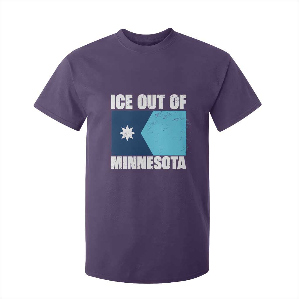 Ice Out Of Minnesota T Shirt For Kid State Flag Minneapolis Justice and Resistance TS02 Purple Print Your Wear