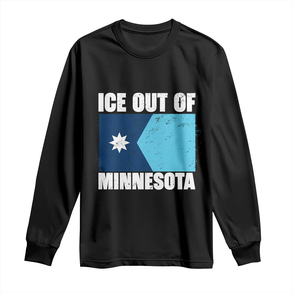 Ice Out Of Minnesota Long Sleeve Shirt State Flag Minneapolis Justice and Resistance TS02 Black Print Your Wear