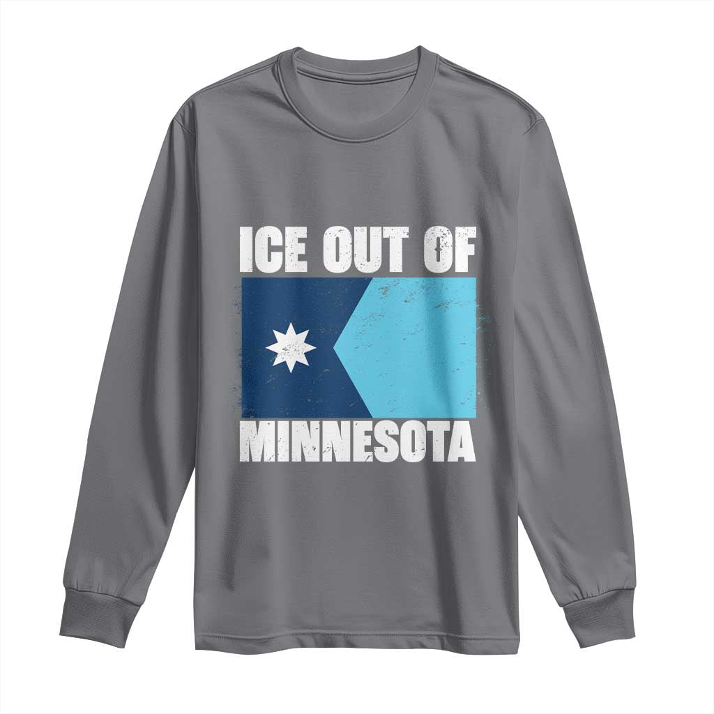 Ice Out Of Minnesota Long Sleeve Shirt - State Flag Minneapolis Justice and Resistance Tee TS02 Charcoal Print Your Wear