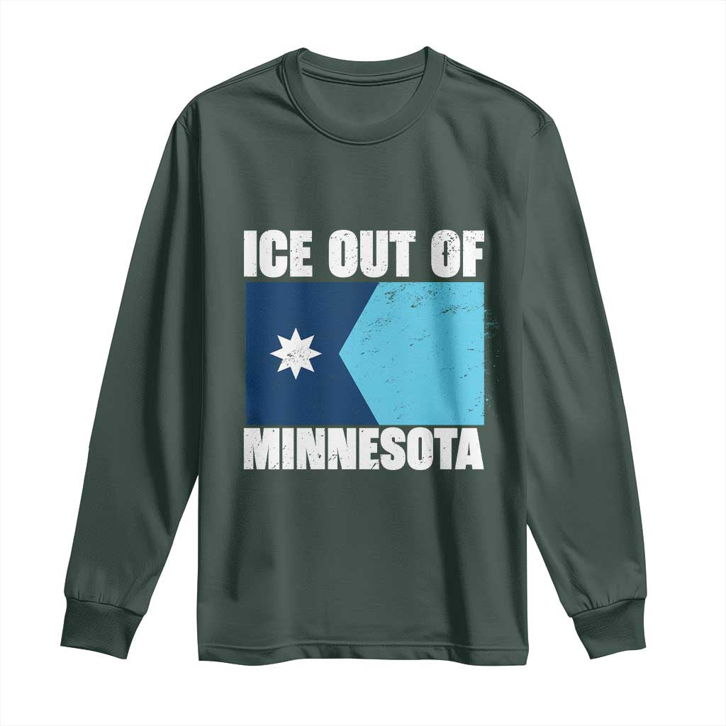 Ice Out Of Minnesota Long Sleeve Shirt - State Flag Minneapolis Justice and Resistance Tee TS02 Dark Forest Green Print Your Wear