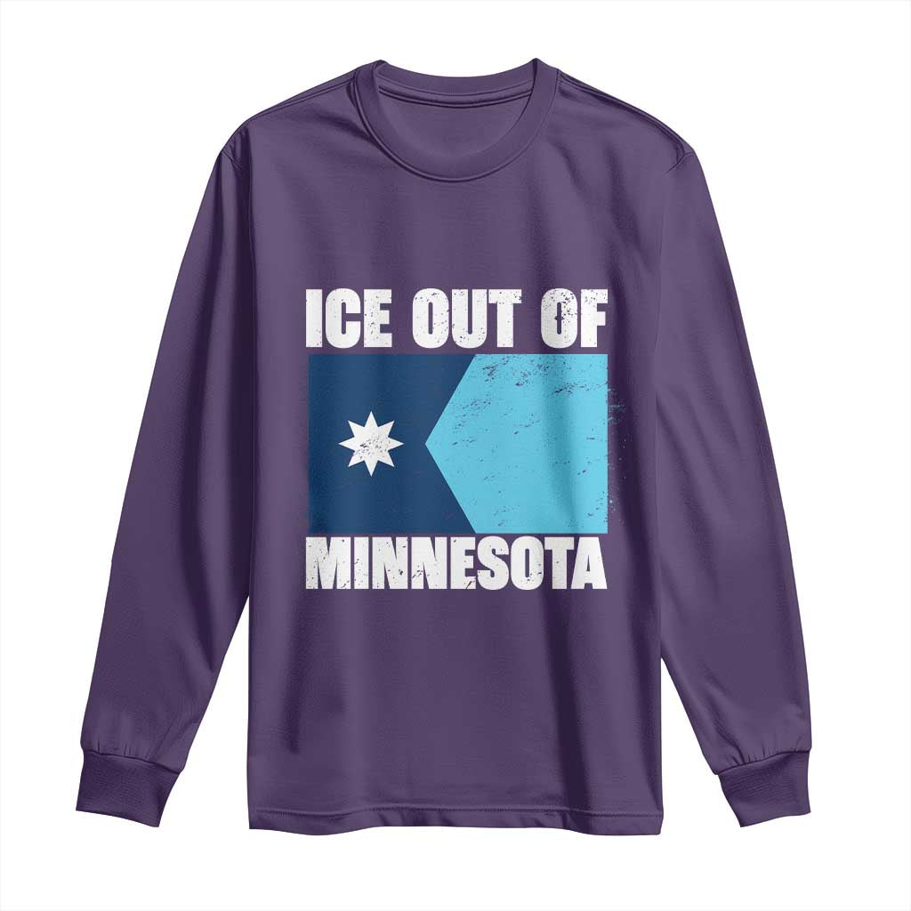 Ice Out Of Minnesota Long Sleeve Shirt - State Flag Minneapolis Justice and Resistance Tee TS02 Purple Print Your Wear