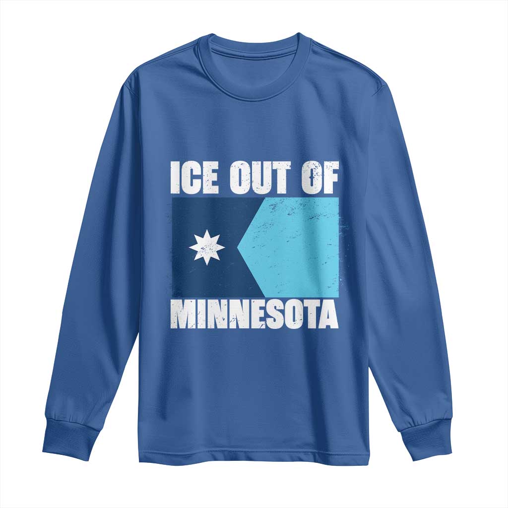 Ice Out Of Minnesota Long Sleeve Shirt - State Flag Minneapolis Justice and Resistance Tee TS02 Royal Blue Print Your Wear