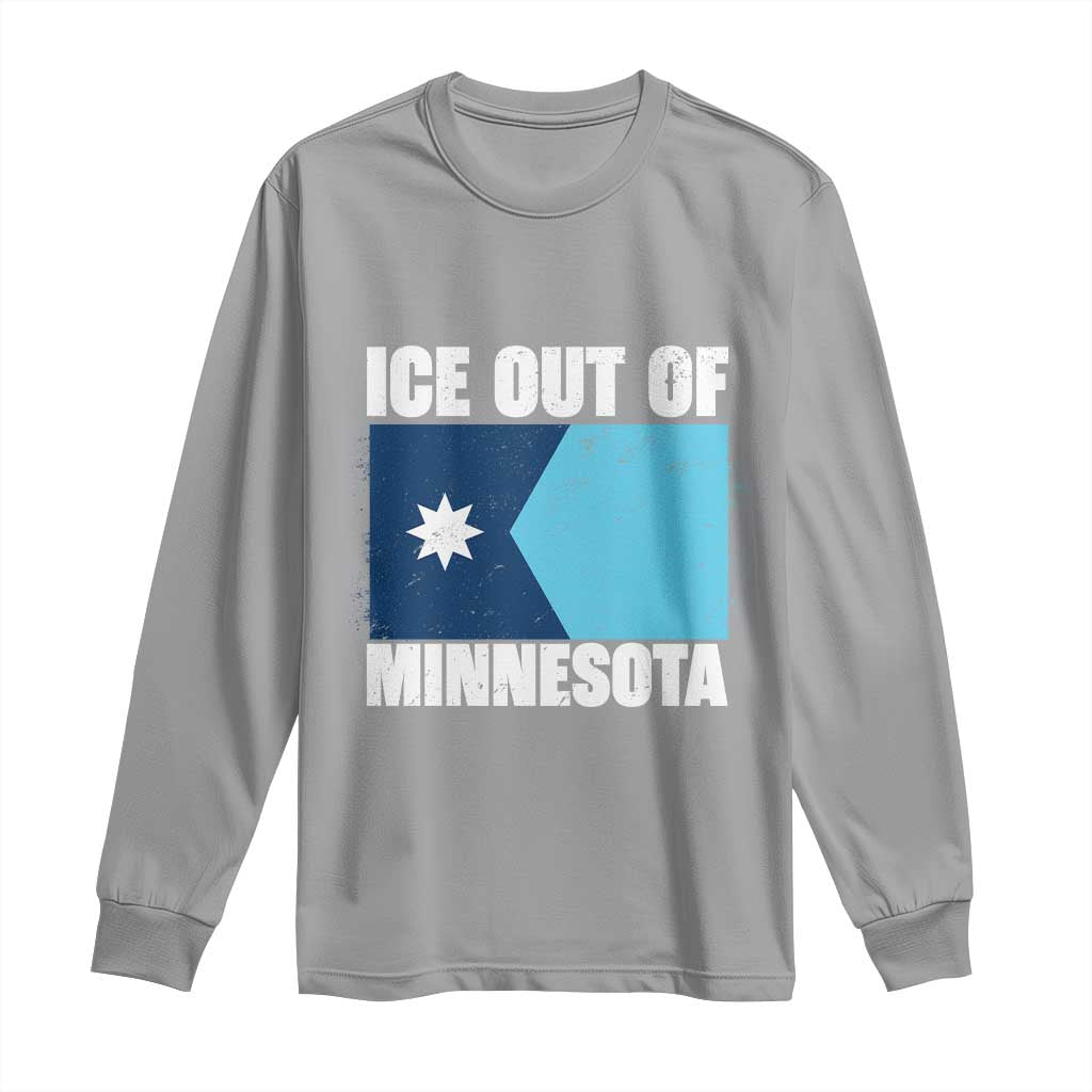 Ice Out Of Minnesota Long Sleeve Shirt - State Flag Minneapolis Justice and Resistance Tee TS02 Sport Gray Print Your Wear