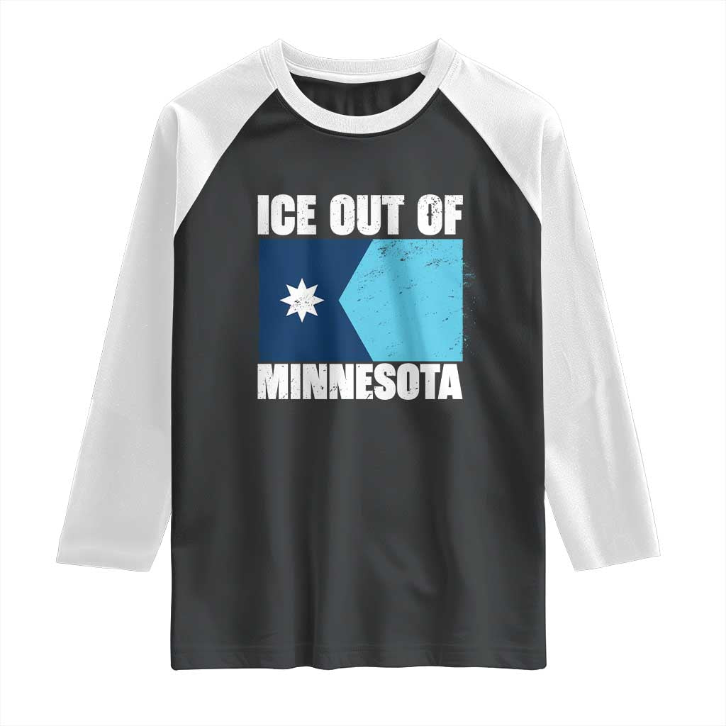 Ice Out Of Minnesota Raglan Shirt State Flag Minneapolis Justice and Resistance TS02 Black White Print Your Wear