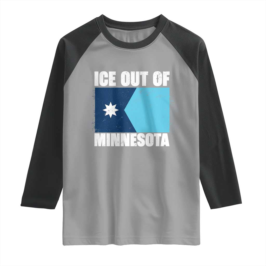 Ice Out Of Minnesota Raglan Shirt State Flag Minneapolis Justice and Resistance TS02 Sport Gray Black Print Your Wear