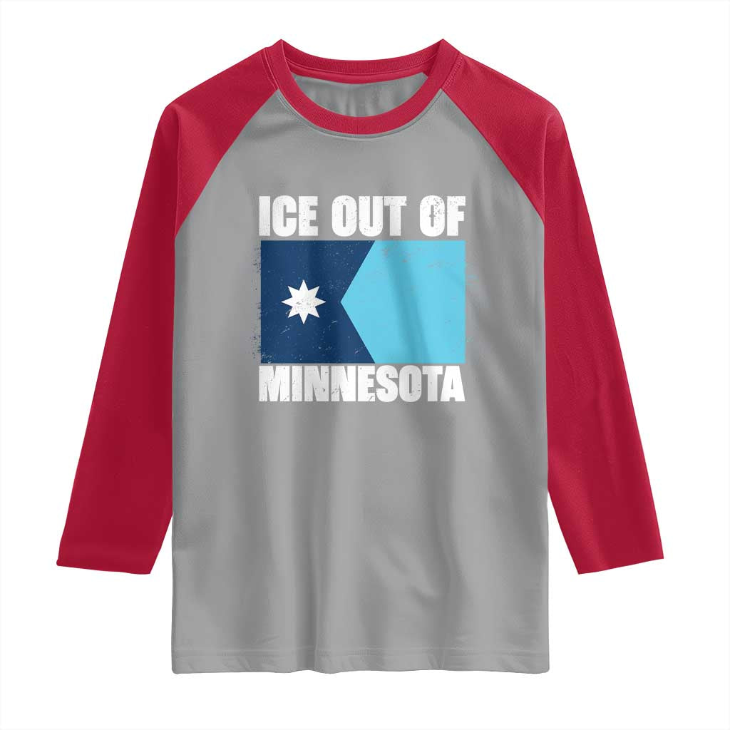 Ice Out Of Minnesota Raglan Shirt State Flag Minneapolis Justice and Resistance TS02 Sport Gray Red Print Your Wear