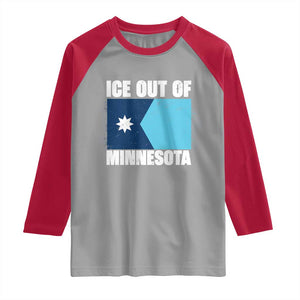 Ice Out Of Minnesota Raglan Shirt State Flag Minneapolis Justice and Resistance TS02 Sport Gray Red Print Your Wear