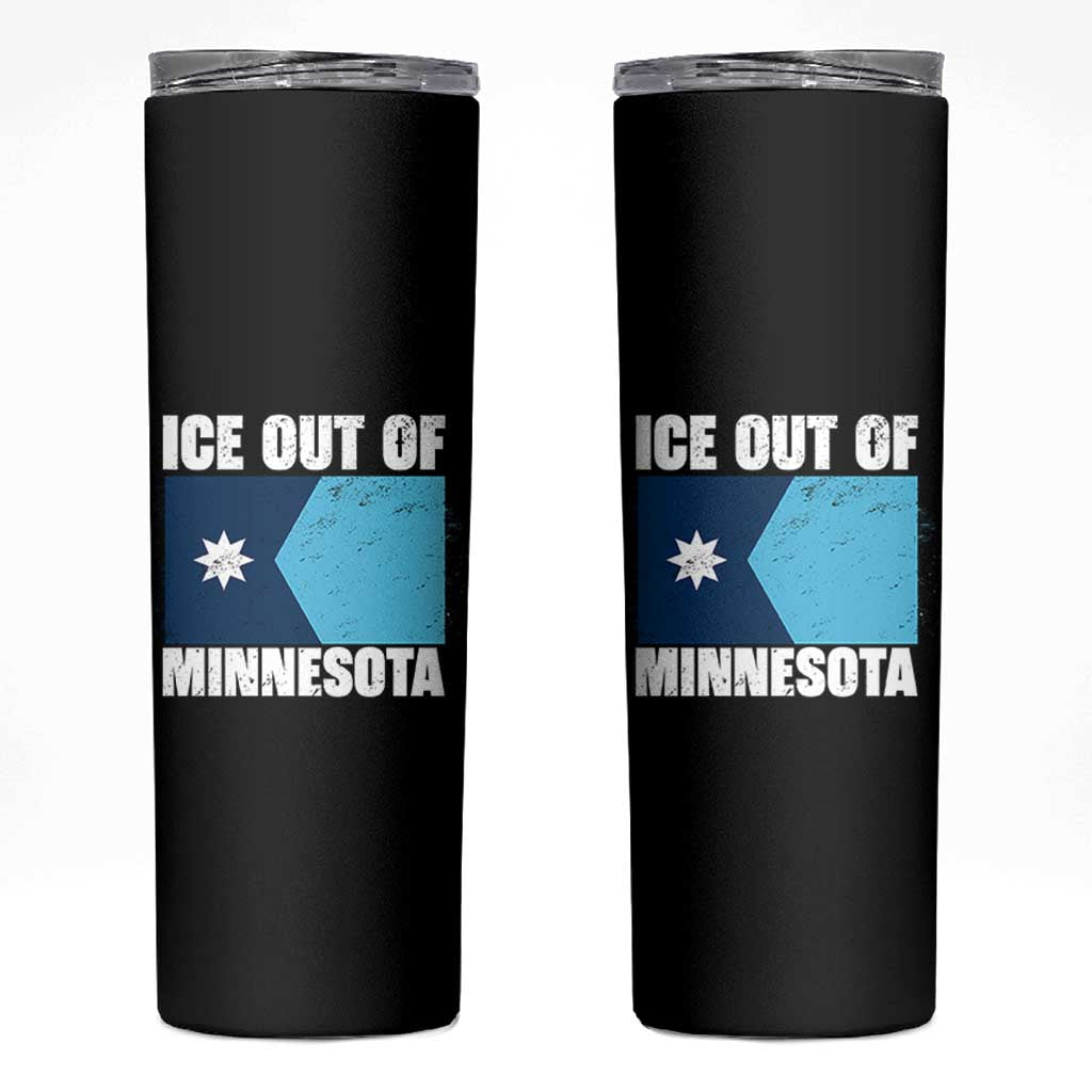 Ice Out Of Minnesota Skinny Tumbler State Flag Minneapolis Justice and Resistance TS02 Black Print Your Wear