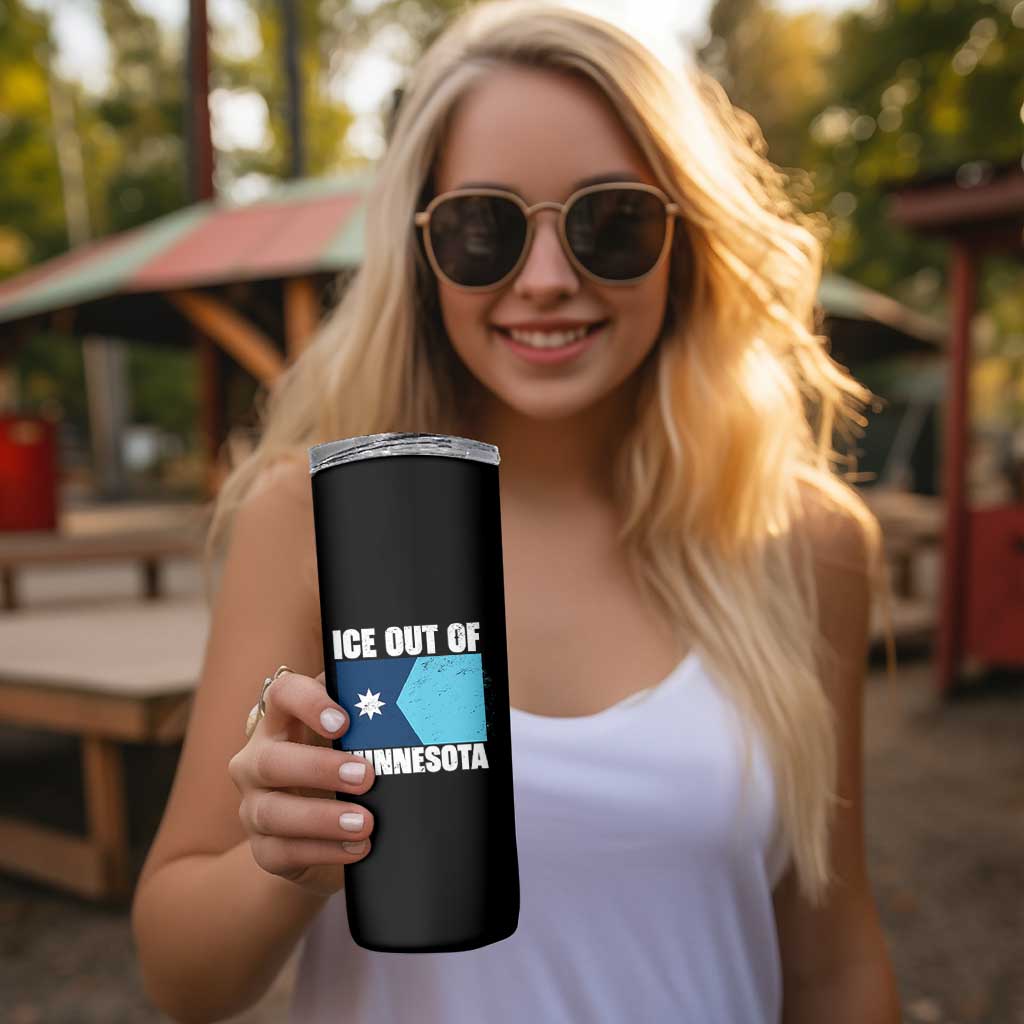 Ice Out Of Minnesota Skinny Tumbler State Flag Minneapolis Justice and Resistance TS02 Print Your Wear