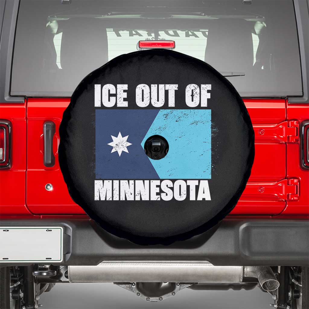Ice Out Of Minnesota Spare Tire Cover State Flag Minneapolis Justice and Resistance TS02 Black Print Your Wear