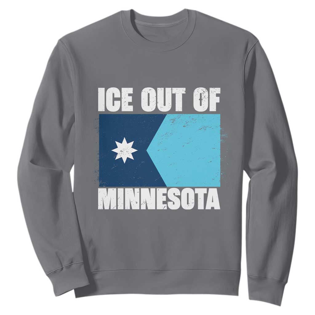 Ice Out Of Minnesota Sweatshirt State Flag Minneapolis Justice and Resistance TS02 Charcoal Print Your Wear