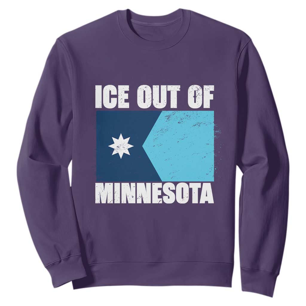 Ice Out Of Minnesota Sweatshirt State Flag Minneapolis Justice and Resistance TS02 Purple Print Your Wear