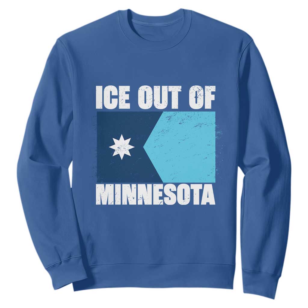 Ice Out Of Minnesota Sweatshirt State Flag Minneapolis Justice and Resistance TS02 Royal Blue Print Your Wear