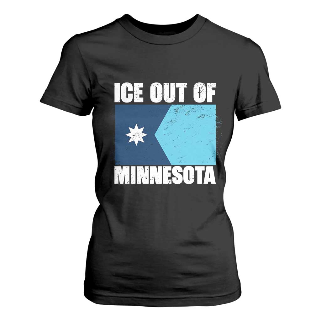Ice Out Of Minnesota T Shirt For Women State Flag Minneapolis Justice and Resistance TS02 Black Print Your Wear