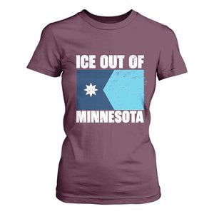Ice Out Of Minnesota T Shirt For Women State Flag Minneapolis Justice and Resistance TS02 Maroon Print Your Wear