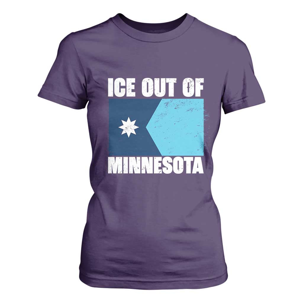Ice Out Of Minnesota T Shirt For Women State Flag Minneapolis Justice and Resistance TS02 Purple Print Your Wear