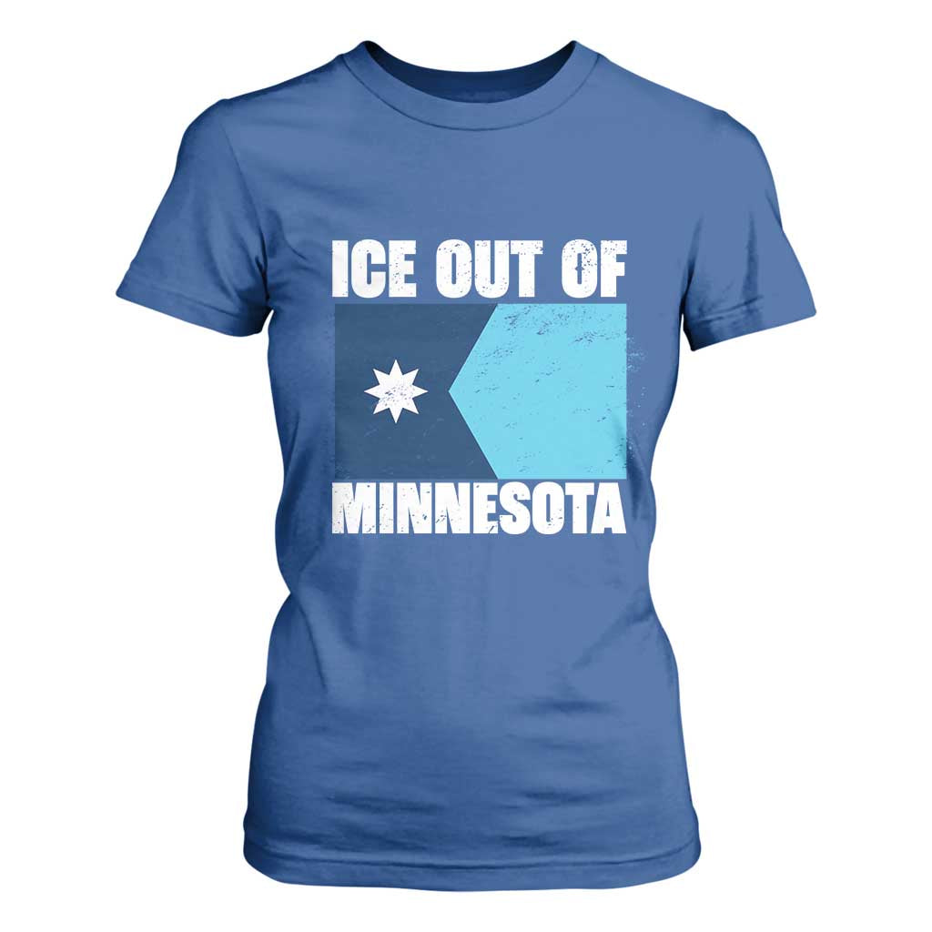 Ice Out Of Minnesota T Shirt For Women State Flag Minneapolis Justice and Resistance TS02 Royal Blue Print Your Wear